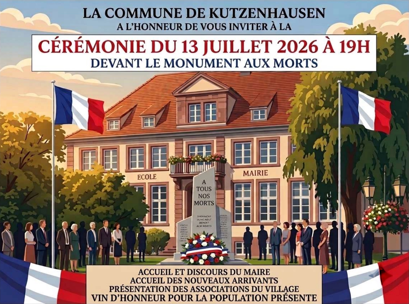 Cérémonie du 13 Juillet 2026 : Kutzenhausen célèbre la Fête Nationale !